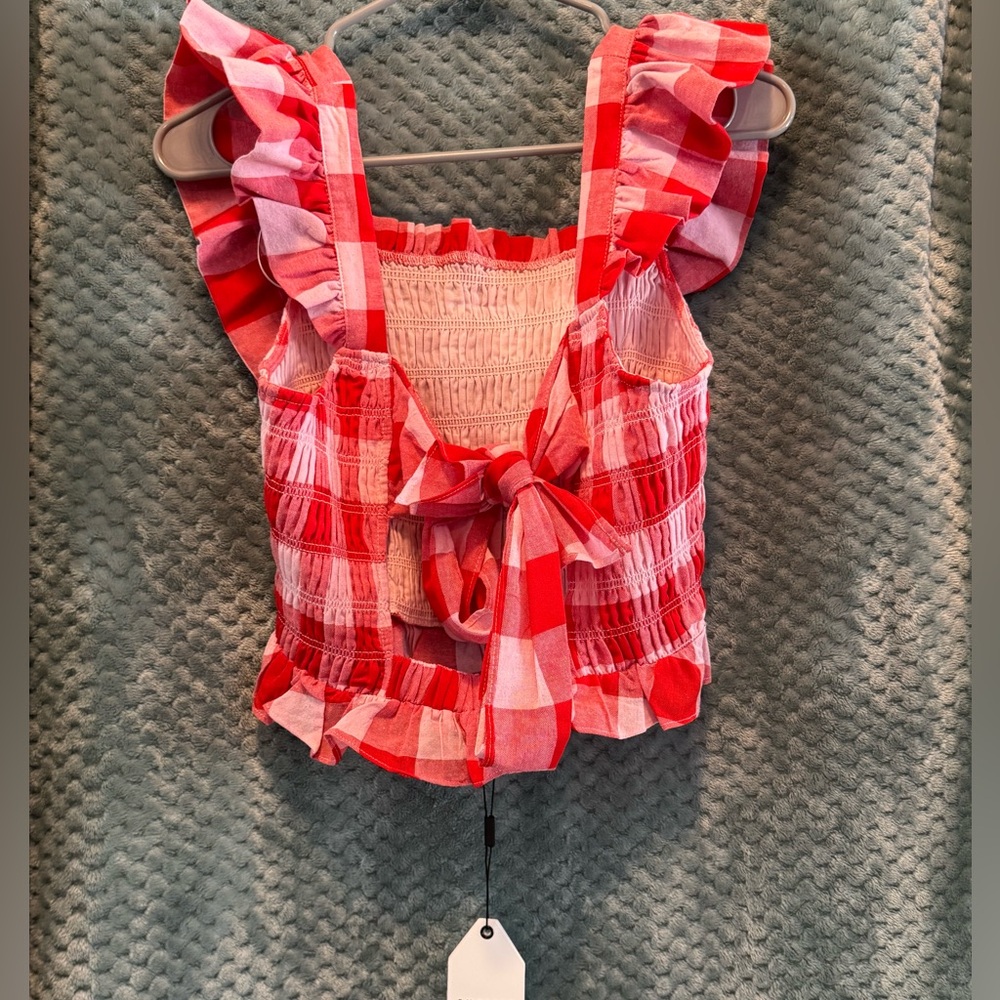 English Factory Gingham Smocked Top - Picture 3 of 4